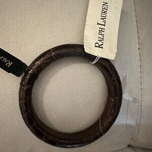 Vintage Ralph Lauren Brown Genuine  Alligator Bracelet Bangle NWT